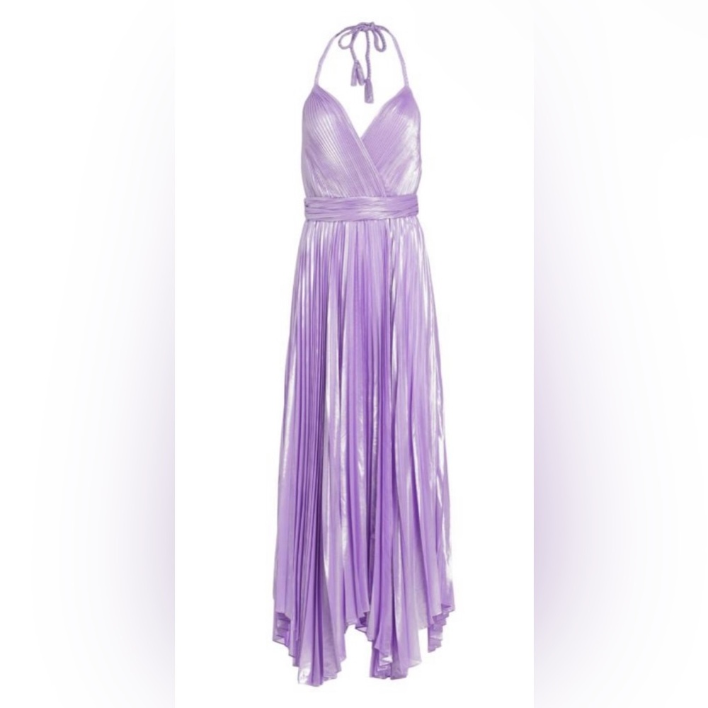 Alice + Olivia Arista Halterneck Accordion Pleat Maxi Dress in lavender Size 2 - Picture 6 of 12